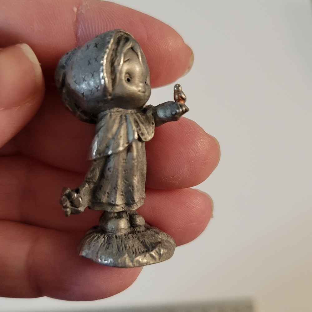 Hallmark Little Gallery Fine Pewter Girl w Bird Figurine Miniature - Picture 5 of 9